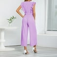 thumbnail image 5 of Aloohaidyvio Women's Elegant V Neck Jumpsuit Casual Straight Trousers Business Romper Formal Jumpsuit Purple L, 5 of 5
