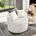 thumbnail image 2 of Roundhill Furniture Malna Plush 3D Upholstered Barrel Accent Chair with Wheels, Off-white, 2 of 10