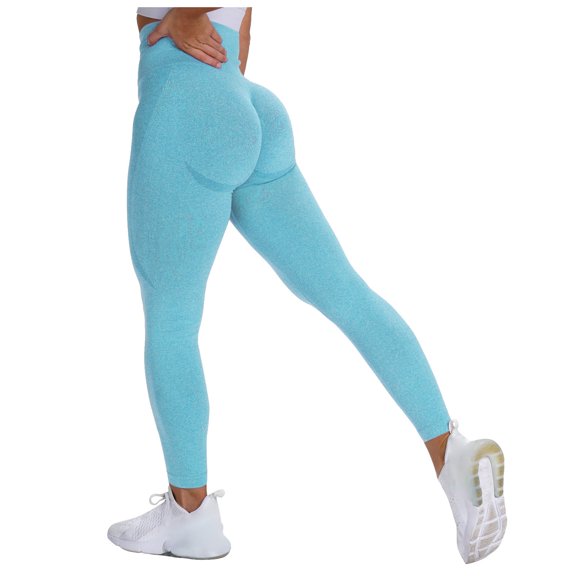 HJYCHN Women's High Waist Workout Leggings for Yoga Running Fitness and Athletic Training Sky Blue L