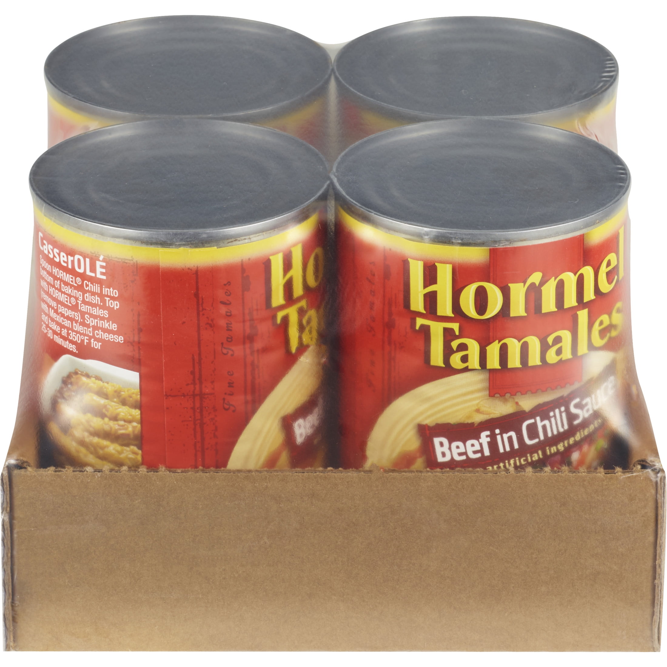 (3 pack) HORMEL Beef Tamales in Chili Sauce, Canned Tamales, Shelf-Stable, 15 oz Steel Can (4-Pack)