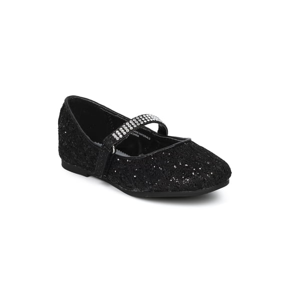 New Girl Little Angel Britt-957D Glitter Lace Rhinestone Mary Jane Ballet Flat