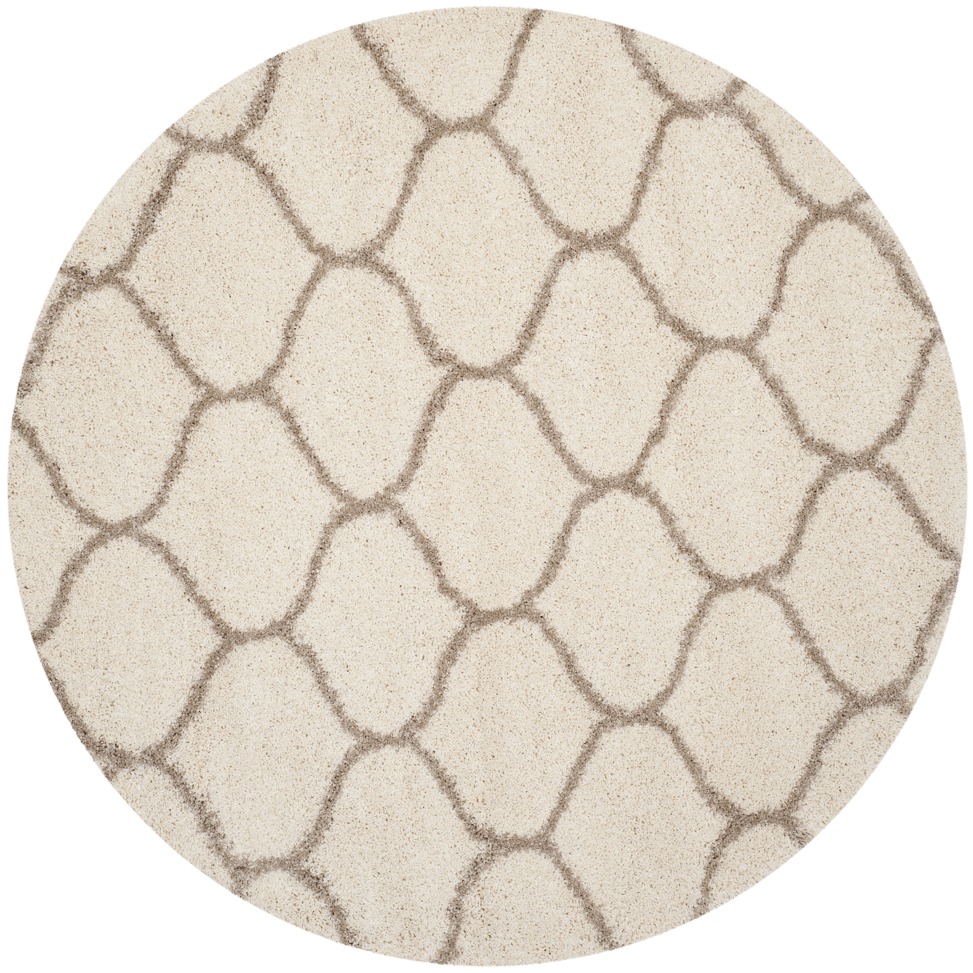 Safavieh Hudson Arline Geometric Shag Area Rug, Ivory/Beige, 5'3" x 5'3" Round