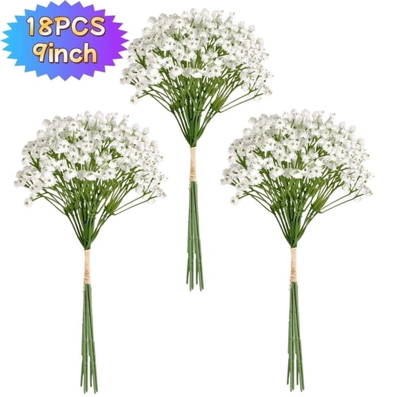 18 Pcs Artificial Flowers Breath 9" Fake Gypsophila Flowers Bouquets for Home Wedding Centerpiece Floral Arrangement Wreath Party Decoration