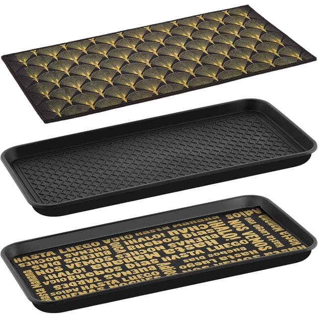 Lot de 2 Plateaux Tapis pour Bottes Plateau pour Nourriture pour Animaux Intérieur Extérieur Tapis Robuste pour Chaussures Mouillées pour Entrée Rangement pour Chaussures