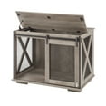 thumbnail image 3 of Noble House Farmhouse Dog Cage Crate Furniture, Sliding Barn Door Kennel End Table with Divider and Flip-Top, Gray Wash, 3 of 9