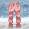 thumbnail image 2 of Zwiiyzr 5-16Y Kids Boys Girls Snow Pants Fleece Lined Plush Solid Color Keep Warm Windbreak Water Proof Outdoor Hiking Ski Pants Pink, 2 of 4