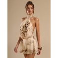 thumbnail image 4 of Apricot Halter Neck Mini Dress With Cheetah Print, Flowy Chiffon For Summer Beach Or Resort Wear, 4 of 8