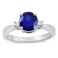 thumbnail image 2 of Star K � 3 Three Stone Round Created Sapphire Classic Engagement Promise Ring, 2 of 9