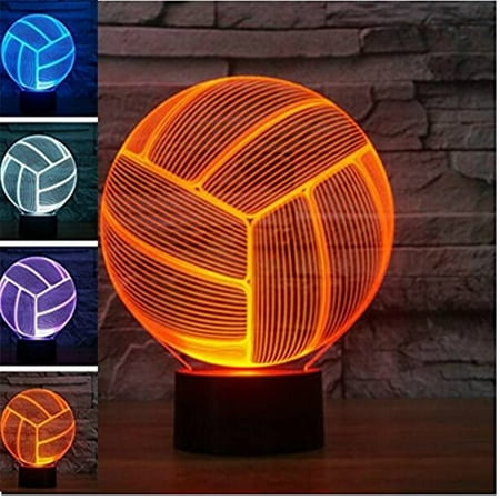 Lampe de décoration 3d ballon de foot led 7 couleurs 0.5w