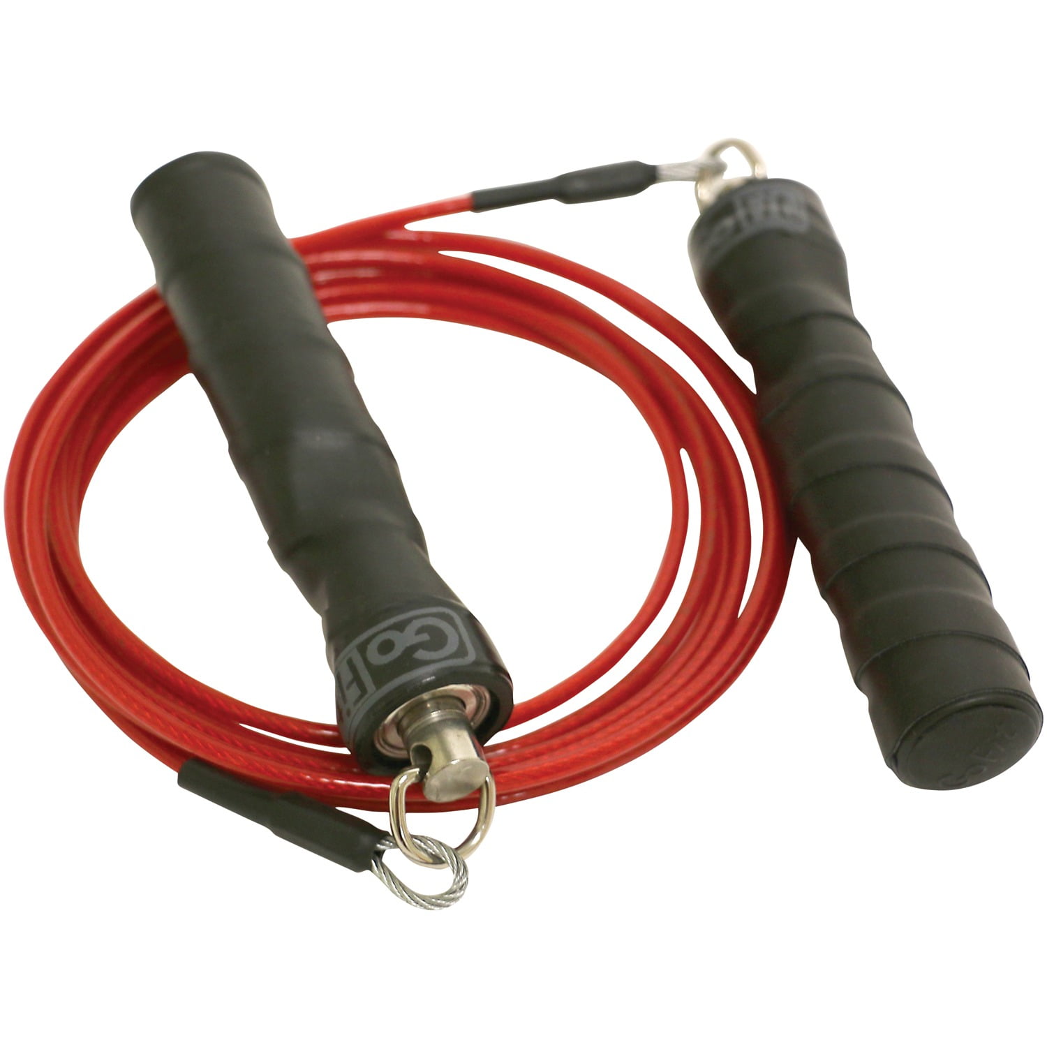GoFit 9' Pro Cable Jump Rope with Padded Contour Grip Handles- Red