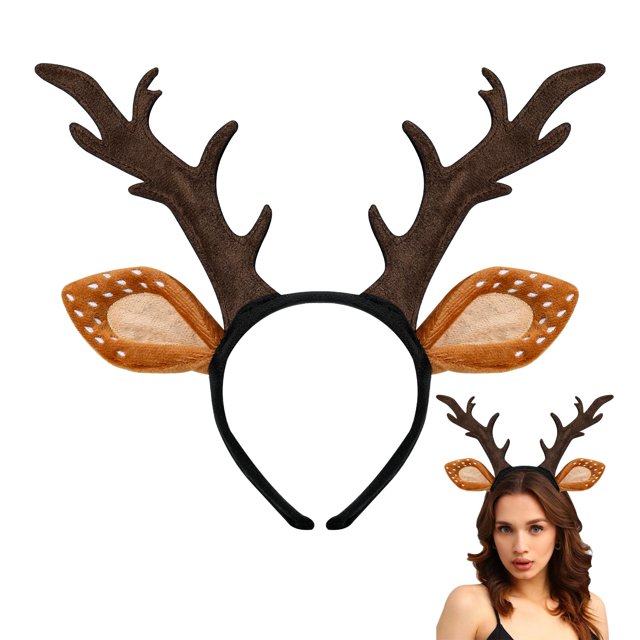 woxafo Diadema con Astas de Ciervo Disfraz de Ciervo para Mujeres Adultos Lindos Cuernos de Reno Orejas Accesorios para Disfraz para Halloween Navidad Cosplay Disfraz Suministros para Favores de Fiest