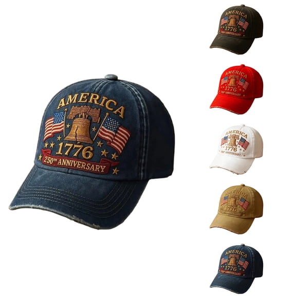 America 250Th Anniversary Hat with Embroidered Liberty Bell And Flags 1776-2026 Denim Baseball Cap July 4Th Freedom Unisex Hat A