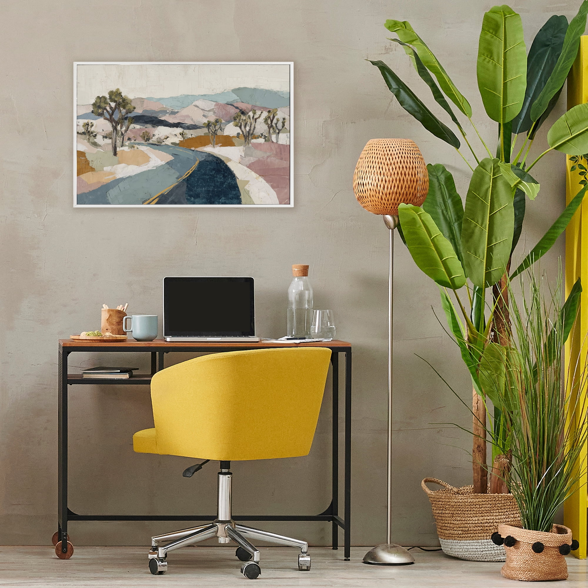 Stupell Industries Desert Highway Through Joshua Trees White Framed Giclee Art, design by Chromatic Storm Studio