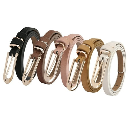 Skinny Hip Belt - HDE 5 Pack Womens Skinny Waist Belts Leather Thin Hip Belt for Dress Pants Jeans