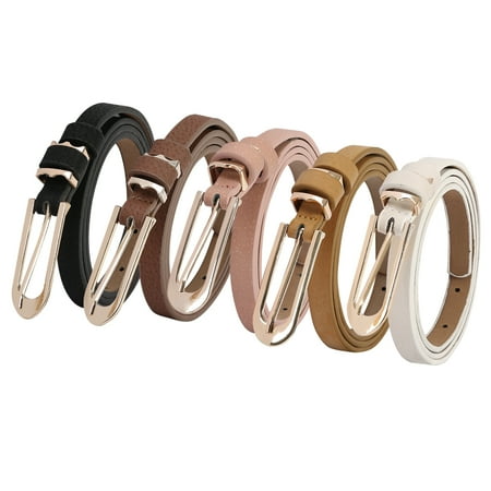 HDE 5 Pack Womens Skinny Waist Belts Leather Thin Hip Belt for Dress Pants