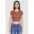 thumbnail image 2 of Women's Ambiance Ribbed Knit Crew Neck Crop Top, 2 of 4