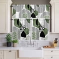 thumbnail image 4 of 3 Piece Kitchen Curtains and Valances Set Boho Geometric Cafe Curtains 36 Inch Length Green Ethnic Abstract Stripes Motifs Valance & Tier Curtain for Living Room Bedroom Window 54"x18"+27"x36"*2, 4 of 6