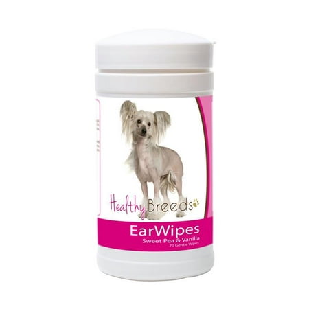 healthy breeds dog ear cleansing wipes for chinese crested - over 80 breeds  removes dirt, wax, yeast  70 count  easier than drops, wash, solutions  helps prevent infections and