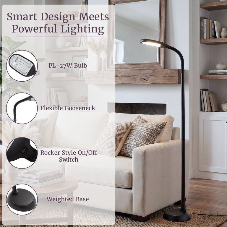 Lavish Home 63-Inch Adjustable Floor Lamp (Black) - Walmart.com