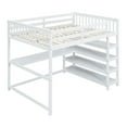 thumbnail image 4 of Euroco Wood Full Loft Bed with Desk and Storage Shelf, White, 4 of 14