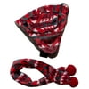 Vibrant Life Pet Trapper Hat and Scarf Set for Dogs and Cats: Red and Grey Geometric Print, Fleece Knit, Size XS/S