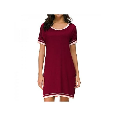 

Women s V Neck Nightshirt Cotton Casual Sleepwear Short Sleeve Nightgown S-XXL
