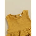 thumbnail image 6 of Qmyliery Baby Sleeveless Plain Pleated Crew Neck Ruffle Snap Bottom Jumpsuit,Bow Headband, 6 of 9