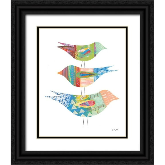 Prahl, Courtney 12x14 Black Ornate Wood Framed with Double Matting Museum Art Print Titled - Spring Birds I