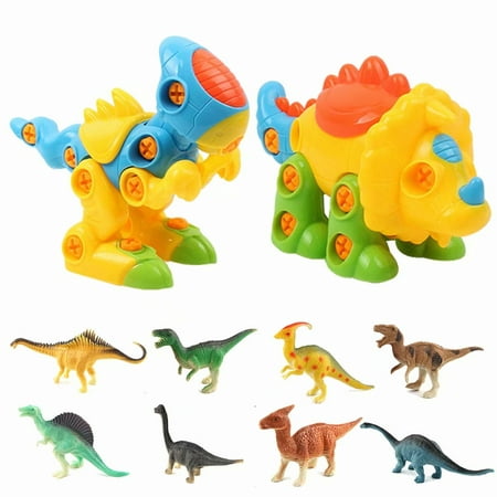 Dinosaur Building Blocks Toys, 10 Pack Take Apart Dinosaur Toys with Tools for Construction Engineering Learning, 75 Pieces in Total for