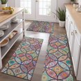 thumbnail image 2 of Yellow Floral Oval Pattern Kitchen Rugs Sets Of 3,Kitchen Runner Rugs Non Skid Washable,Decorative Kitchen Floor Mats for Kitchen,Sink,Laundry,17"x30"+ 17"x47" + 17"x59", 2 of 6