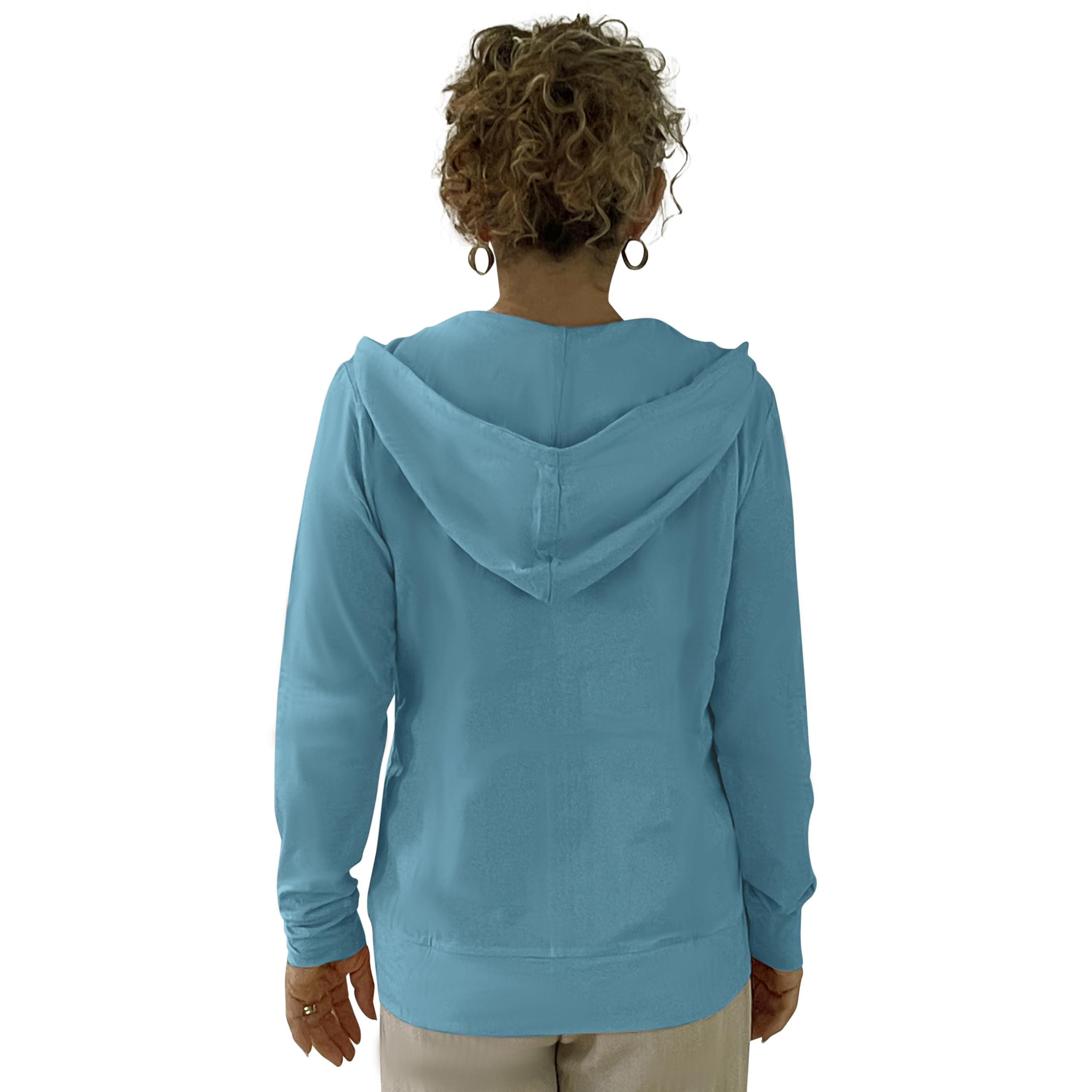 Women's Lightweight Cotton Blend Zip Up Hoodie Jacket