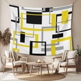 thumbnail image 2 of Yellow Black Geometric Tapestry for Bedroom Wall Hanging Tapestry, Modern Simple Abstract Art Ceiling Backdrop Tapestries Poster Blanket Wall Decor for Teens Room Living Room Dorm 59" x 79", 2 of 8