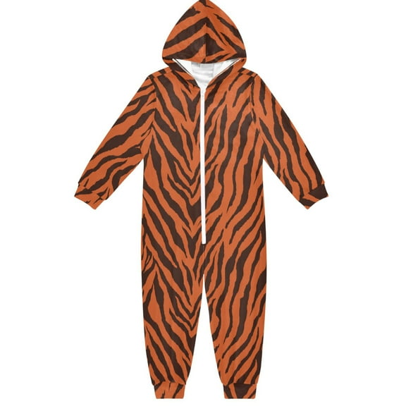 Tiger Stripes One Piece Pajamas Soft Jumpsuit Cozy Sleep and Play Romper Zipper and Pockets 4T