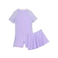 thumbnail image 4 of TTAO Girls 2Pcs Swimsuit Short Sleeve Rashguard Set UPF 50+ Front Zipper Swimwear with Cute Princess Skirt Purple 4XL, 4 of 7