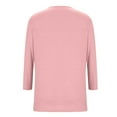 thumbnail image 5 of 3/4 Length Sleeve Womens Tops Sevevn Women's Fashion Solid Color T-Shirt 3/4 Sleeves Blouse Round Neck Casual, 5 of 8