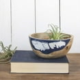 thumbnail image 5 of Foreside Home and Garden Blue White Marbled Resin and Wood Bowl, 5 of 5