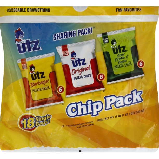 Utz Potato Chip Pack, 18 Count