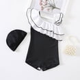thumbnail image 2 of XEGLSBU Girls Swimsuit Size 12-13 Summer Children Girls Ruffles 1 Piece Swimwear Solid Color Beach Swimsuit Bikini Black-D Size 2-3 Years, 2 of 9