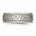 thumbnail image 3 of Titanium Polished With Satin Hammered Center Grooved Ring Size: 9; for Adults and Teens; for Women and Men, 3 of 6