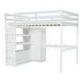 thumbnail image 6 of Wood Full Size Loft Bed with Built-in Wardrobe, Desk, Storage Shelves and Drawers(White), 6 of 12