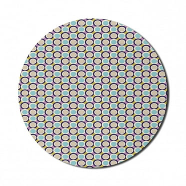 Retro Mouse Pad for Computers, Nostalgic Groovy Pattern with Creative Nested Rounds Art Illustration, Round Non-Slip Thick Rubber Modern Gaming Mousepad, 8" Round, Multicolor, by Ambesonne