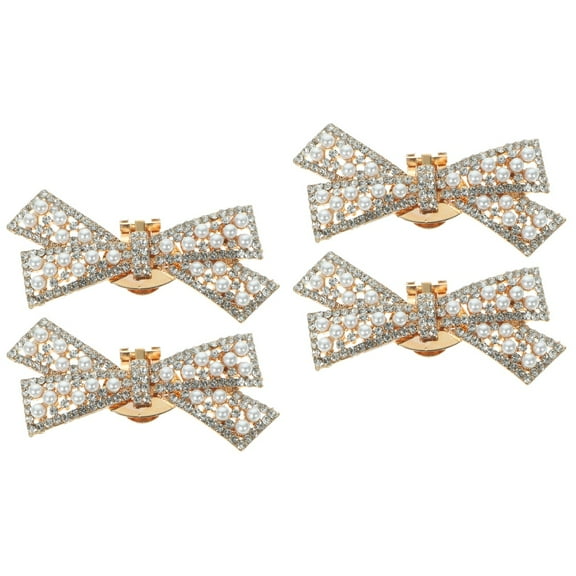 Hemoton 2 Pairs  Bride Shoe Clips Bow Shoe Decorations Wedding Shoe Charms Bridal Shoe Charms