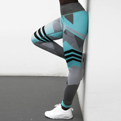 KLGDA Ladies Yoga Pants Gradual Stripe Printed Running Fitness Pants Compression Tights 