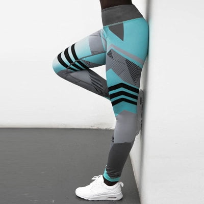 Sport Fitness Yoga Pants Women Stripe Printed Compression Running Tights  Jogging Sport Legging 