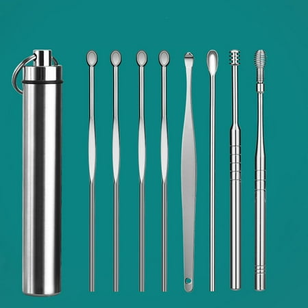 Portable Earwax Remover Earpick Sticks Stainless Steel Removal Tool Ear Wax Cleaning Kit Ear Wax Cleaner Ears Cleaning 3