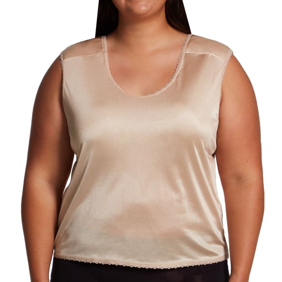 Women's Shadowline 7101X Plus Nylon Padded Shoulder Camisole (Nude 3X)