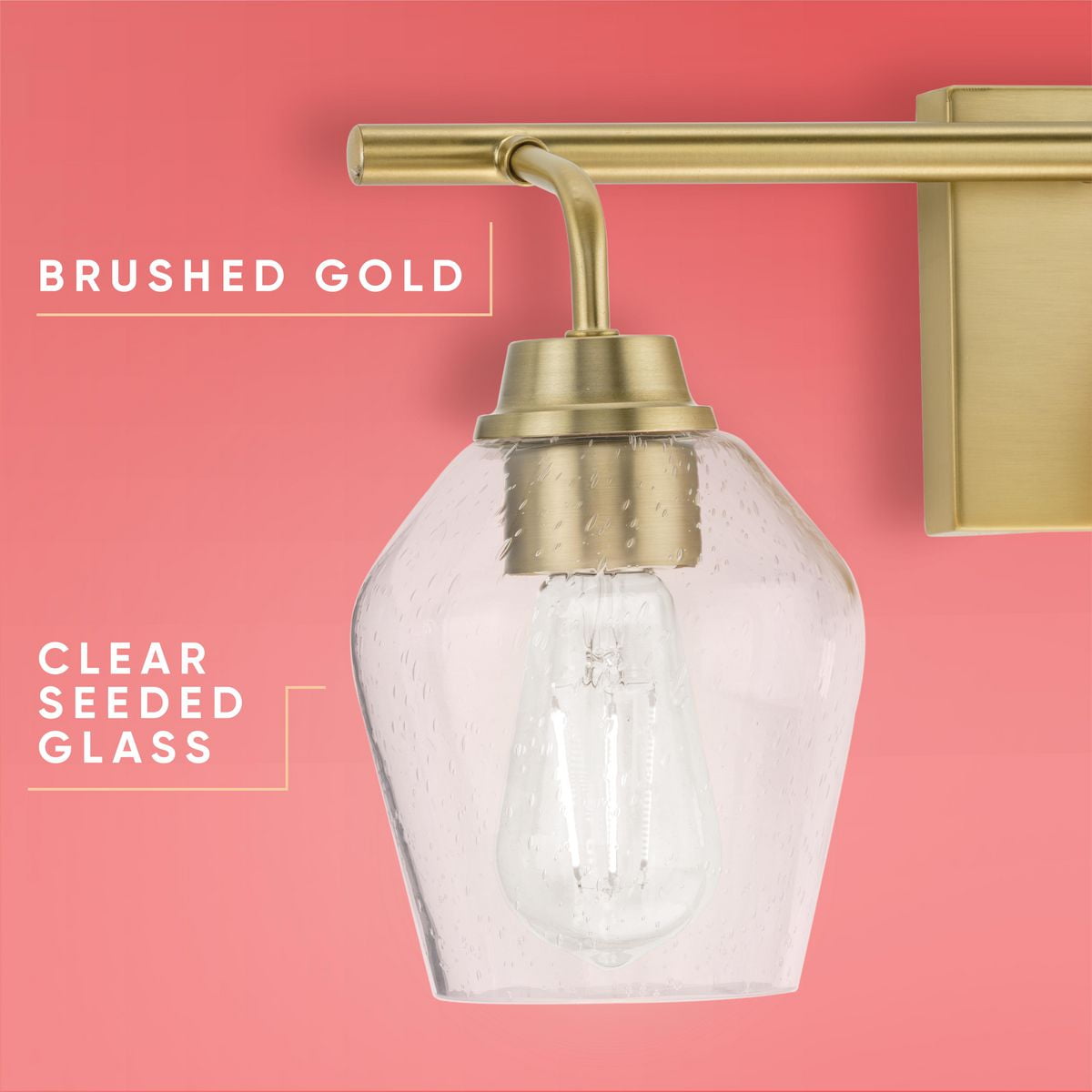 New Avec Adalyn Collection Farmhouse 3-Light Champagne Bronze Vanity Light with Clear Glass Shades