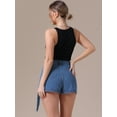 thumbnail image 4 of DARING DIVA Women's High Waist Western Asymmetrical Denim Cargo Skirt Shorts M Blue, 4 of 7