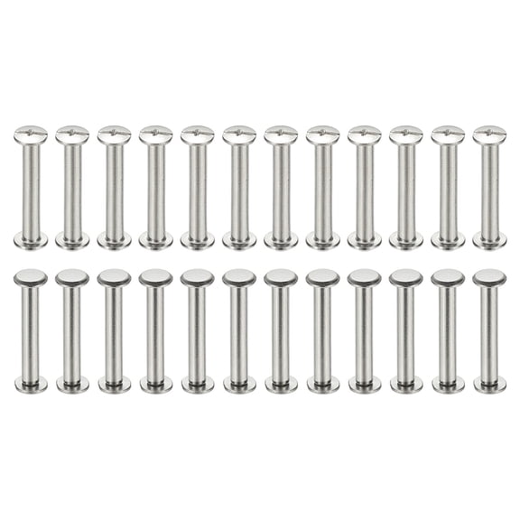 24 Sets Chicago Screws, 3x20mm(DxH) Chicago Screws Phillips Binding Post Screw Bolts Leather Rivets 304 Stainless Steel Fasteners for Leather Belt Scrapbook Photo Albums, Silver