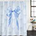 thumbnail image 2 of Cute Bow Bathroom Shower Curtains with 12 Hooks Polyester Waterproof Shower Curtain for Stalls and Bathtubs Blue Bowknot Minimalist Solid Color Decorative Bathroom Privacy Curtain 66x72 Inches, 2 of 9